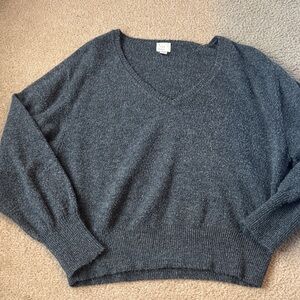 Cozy V-Neck Women's Sweater - Charcoal Gray